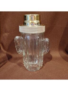 Vintage MCM Cactus Shaped Glass Cocktail Shaker